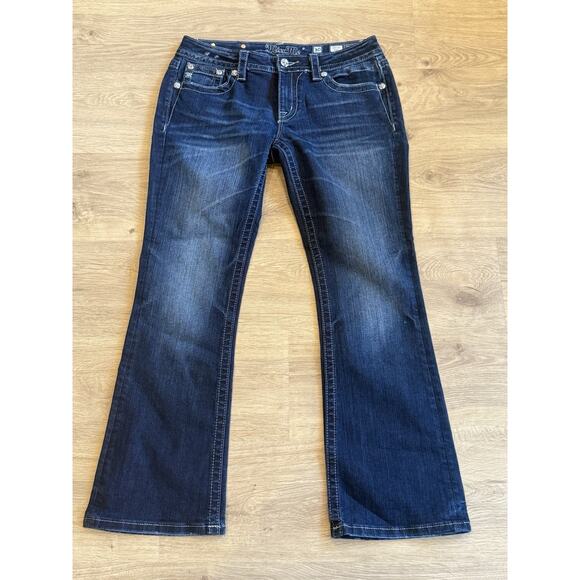 Miss Me Signature Boot Flour De Lis Embroidered Pockets Jeans Women’s 32x30 Blue - Picture 1 of 11